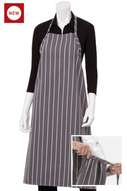 Picture of Chef Works - A100-NCS - Navy Chalkstripe Adjustable English Chefs Apron NP